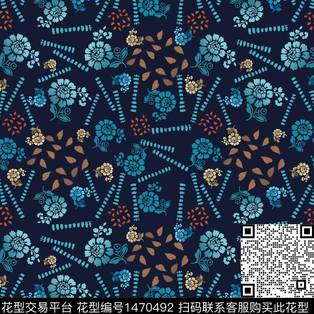 民族风花卉小碎花数码印花华亿平台下载（图片编号: 1470492） - 瓦栏（Walan）
