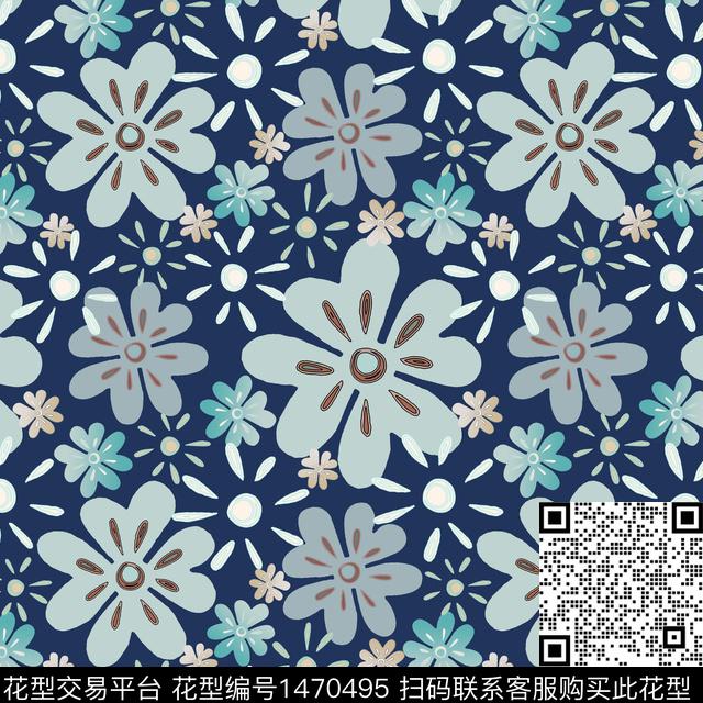 民族风花卉小碎花数码印花华亿平台下载（图片编号: 1470495） - 瓦栏（Walan）