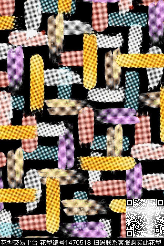 大牌风笔触格子数码印花华亿平台下载（图片编号: 1470518） - 瓦栏（Walan）