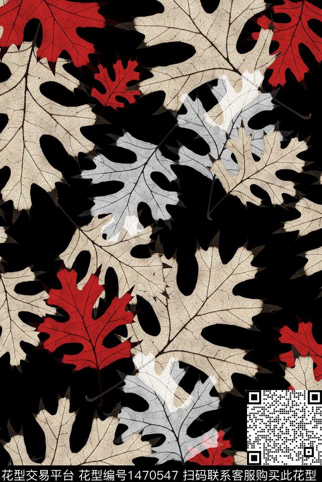 绿植树叶花卉大牌风数码印花华亿平台下载（图片编号: 1470547） - 瓦栏（Walan）