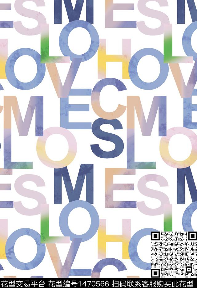 几何简约字母数码印花华亿平台下载（图片编号: 1470566） - 瓦栏（Walan）