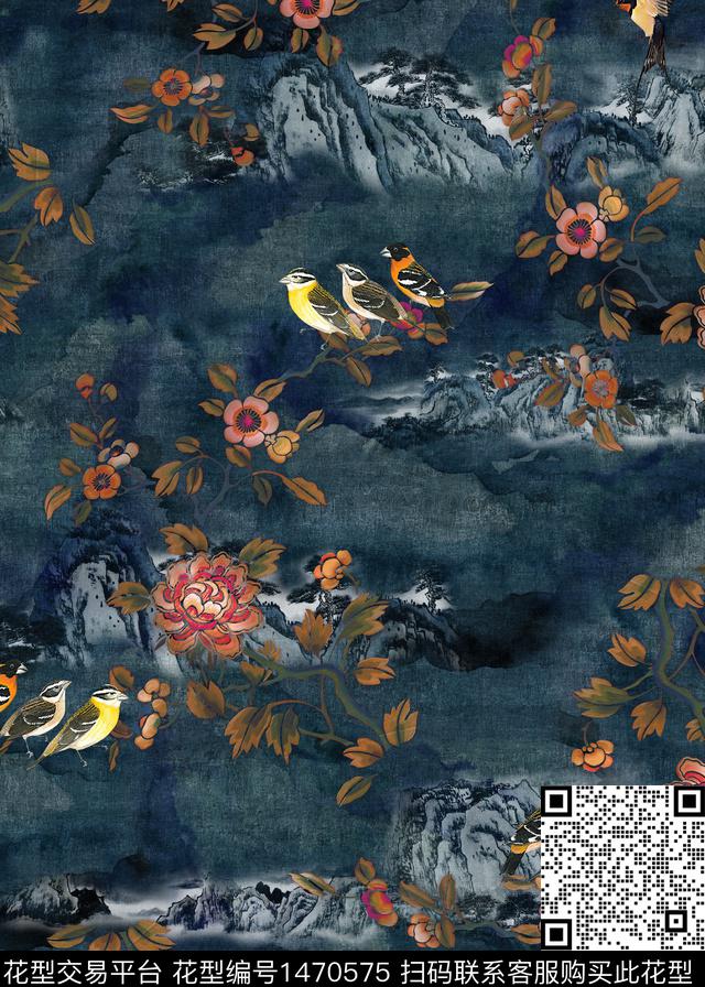 花鸟香云纱中老年数码印花华亿平台下载（图片编号: 1470575） - 瓦栏（Walan）