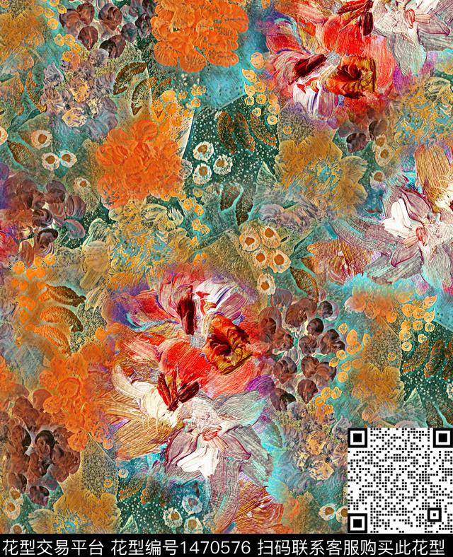 几何数码华亿平台抽象花卉数码印花华亿平台下载（图片编号: 1470576） - 瓦栏（Walan）