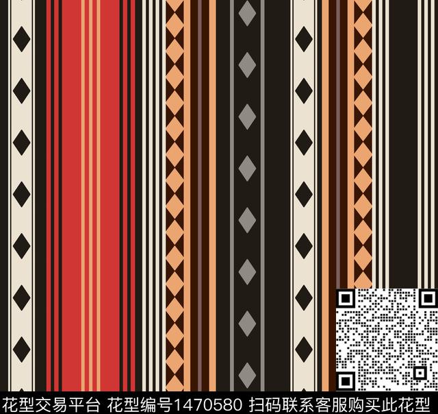 菱形几何条纹传统印花华亿平台下载（图片编号: 1470580） - 瓦栏（Walan）