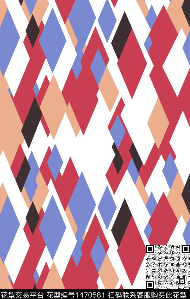 菱形几何复古传统印花华亿平台下载（图片编号: 1470581） - 瓦栏（Walan）