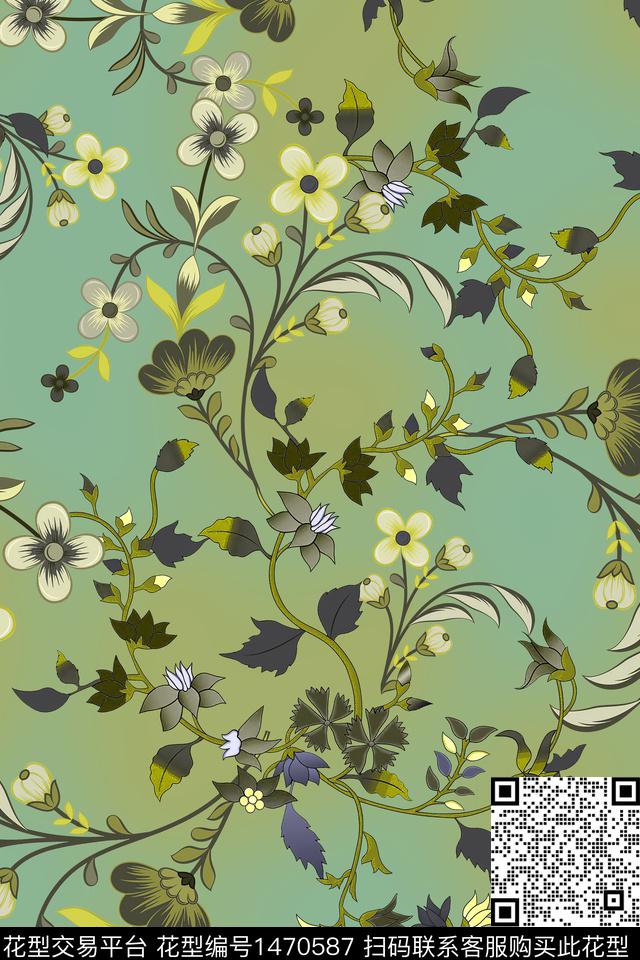 佩斯利花卉大牌风数码印花华亿平台下载（图片编号: 1470587） - 瓦栏（Walan）