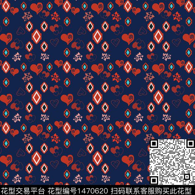 菱形几何小碎花传统印花华亿平台下载（图片编号: 1470620） - 瓦栏（Walan）