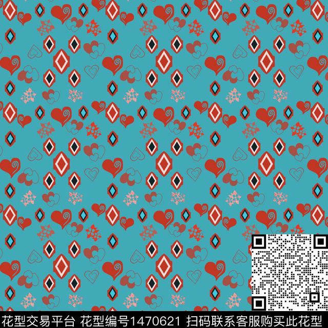 菱形几何小碎花传统印花华亿平台下载（图片编号: 1470621） - 瓦栏（Walan）