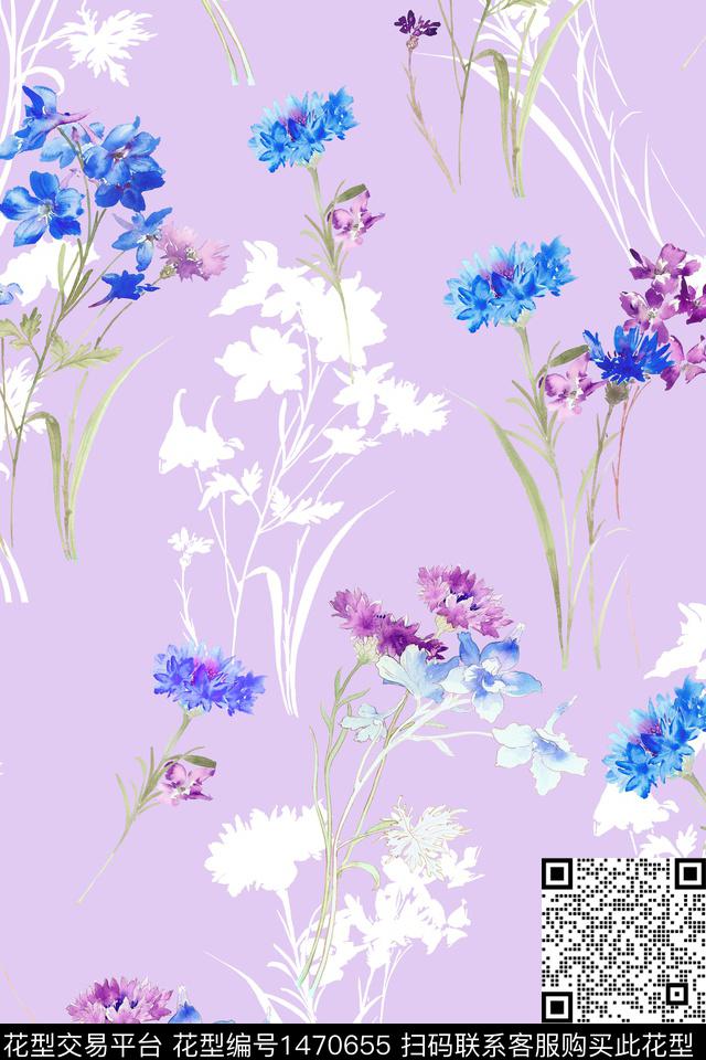 花卉小清新真丝数码印花华亿平台下载（图片编号: 1470655） - 瓦栏（Walan）