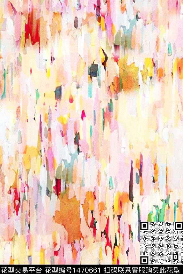 小清新抽象真丝数码印花华亿平台下载（图片编号: 1470661） - 瓦栏（Walan）
