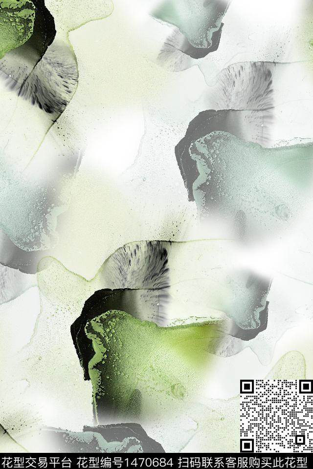 肌理水彩抽象花卉数码印花华亿平台下载（图片编号: 1470684） - 瓦栏（Walan）
