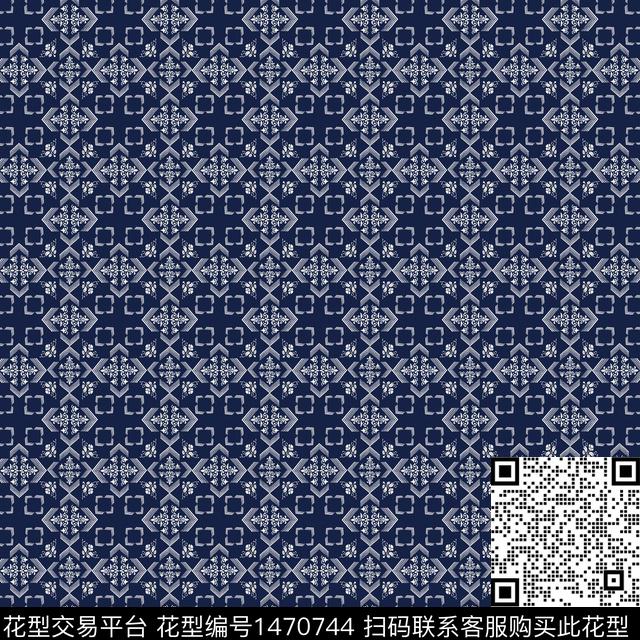 线条格子花纹传统印花华亿平台下载（图片编号: 1470744） - 瓦栏（Walan）