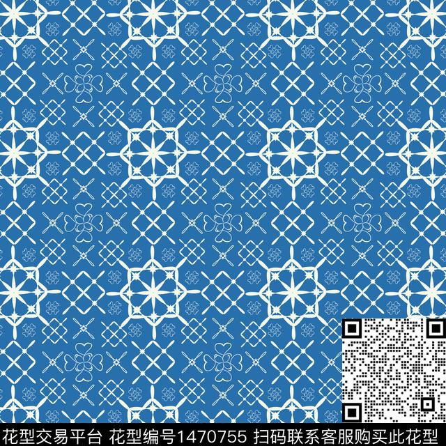 线条格子花纹传统印花华亿平台下载（图片编号: 1470755） - 瓦栏（Walan）