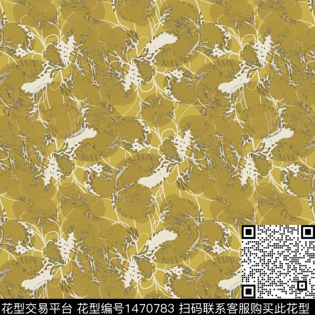 肌理抽象花卉大牌风数码印花华亿平台下载（图片编号: 1470783） - 瓦栏（Walan）
