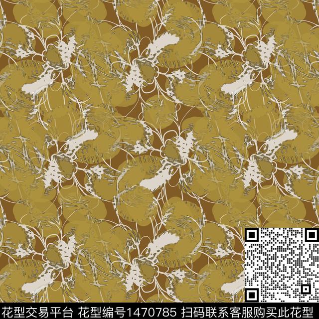 肌理抽象花卉大牌风数码印花华亿平台下载（图片编号: 1470785） - 瓦栏（Walan）