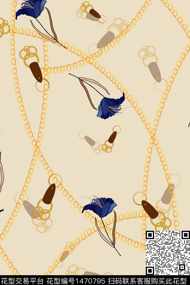 几何链条年轻女性数码印花华亿平台下载（图片编号: 1470795） - 瓦栏（Walan）