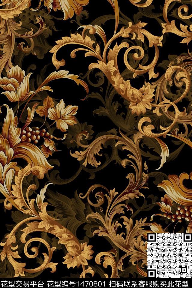 佩斯利大牌风真丝数码印花华亿平台下载（图片编号: 1470801） - 瓦栏（Walan）