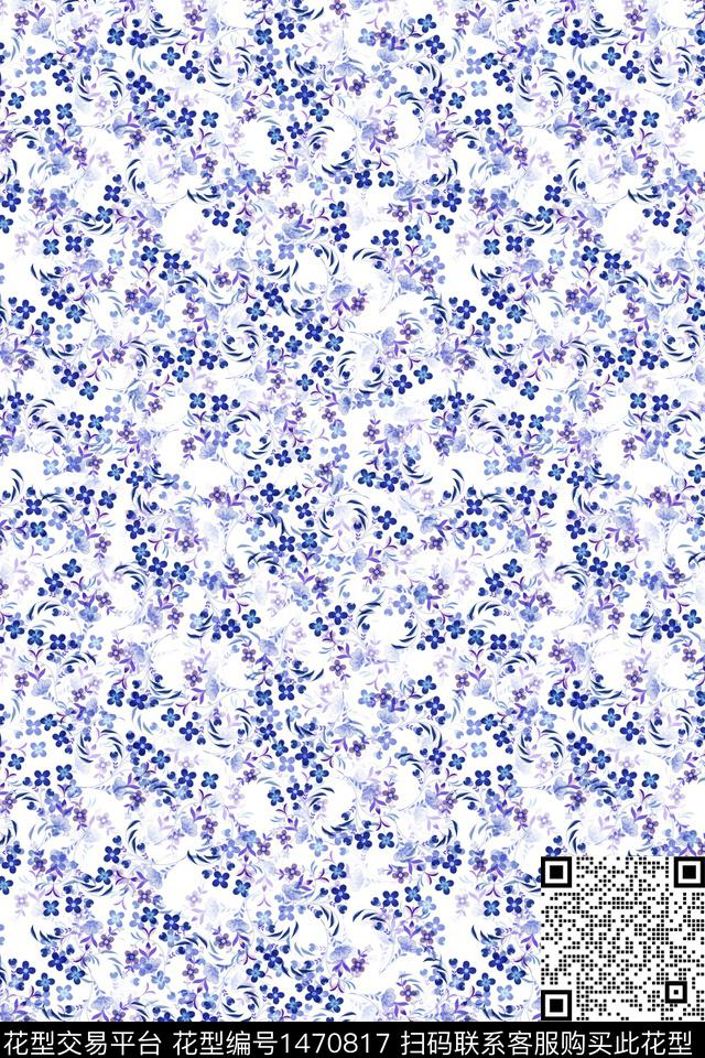 清爽底花卉花卉大牌风数码印花华亿平台下载（图片编号: 1470817） - 瓦栏（Walan）