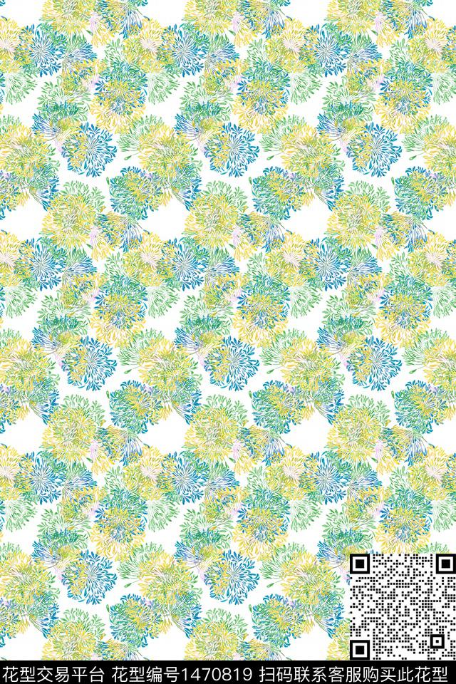 清爽底花卉花卉大牌风数码印花华亿平台下载（图片编号: 1470819） - 瓦栏（Walan）