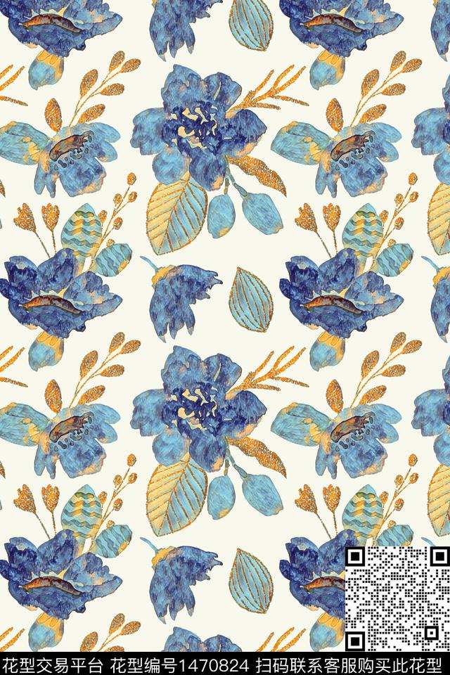 彩底花卉数码华亿平台女装数码印花华亿平台下载（图片编号: 1470824） - 瓦栏（Walan）