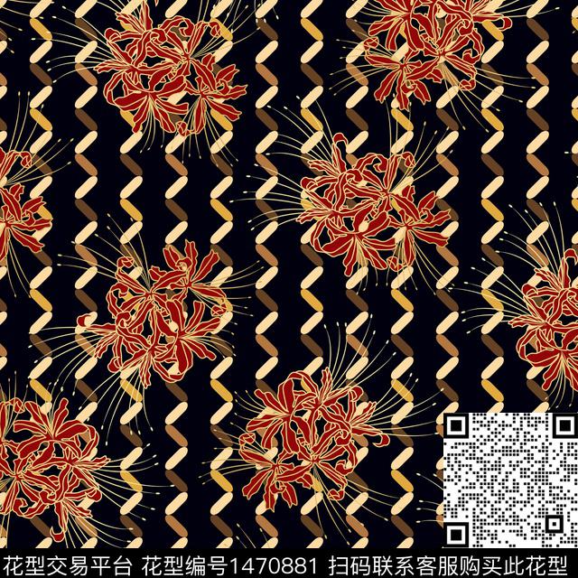 几何女装大牌风数码印花华亿平台下载（图片编号: 1470881） - 瓦栏（Walan）