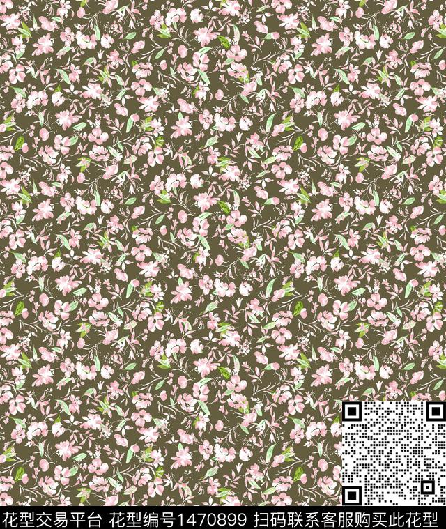 水彩花卉小碎花枝叶数码印花华亿平台下载（图片编号: 1470899） - 瓦栏（Walan）