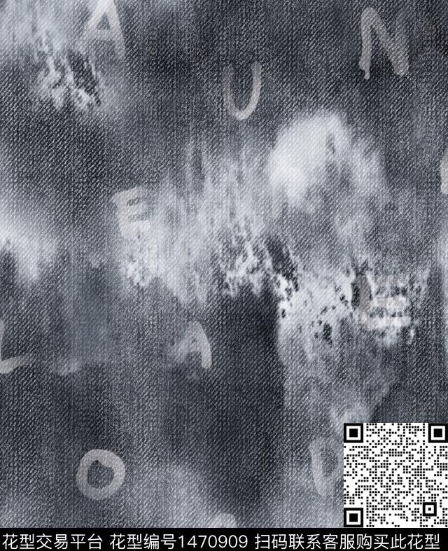 写意字母男装满版花数码印花华亿平台下载（图片编号: 1470909） - 瓦栏（Walan）