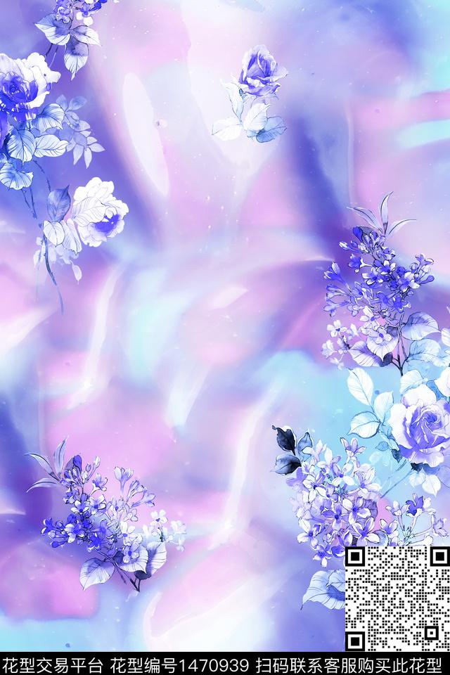 肌理扎染华亿平台花卉数码印花华亿平台下载（图片编号: 1470939） - 瓦栏（Walan）