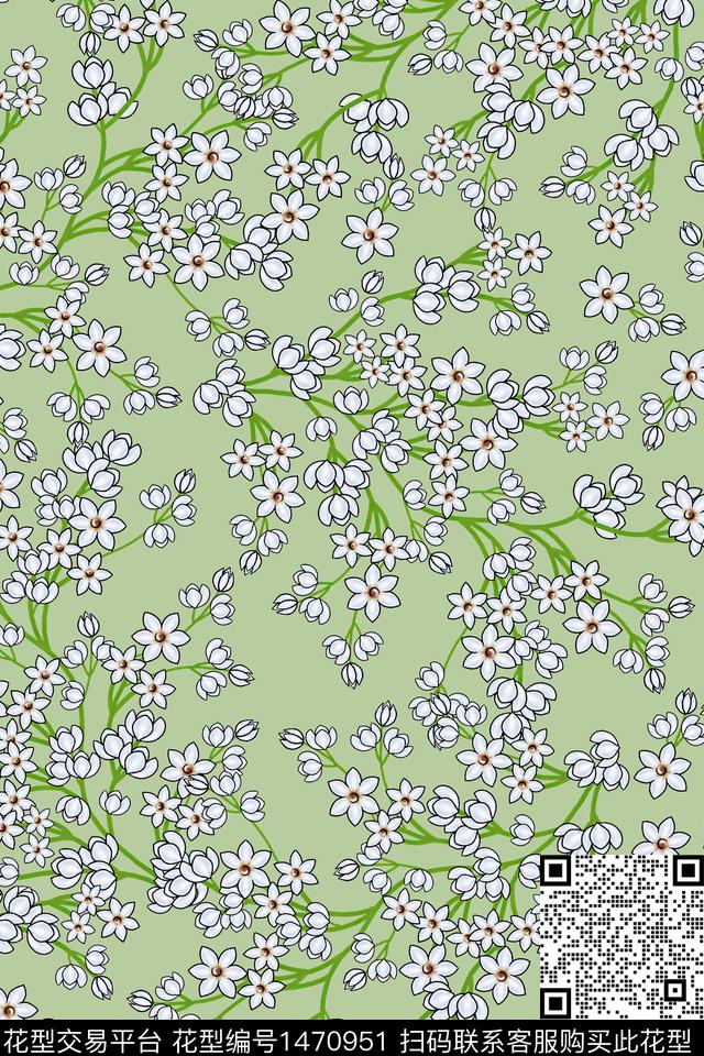 清爽底花卉花卉大牌风数码印花华亿平台下载（图片编号: 1470951） - 瓦栏（Walan）