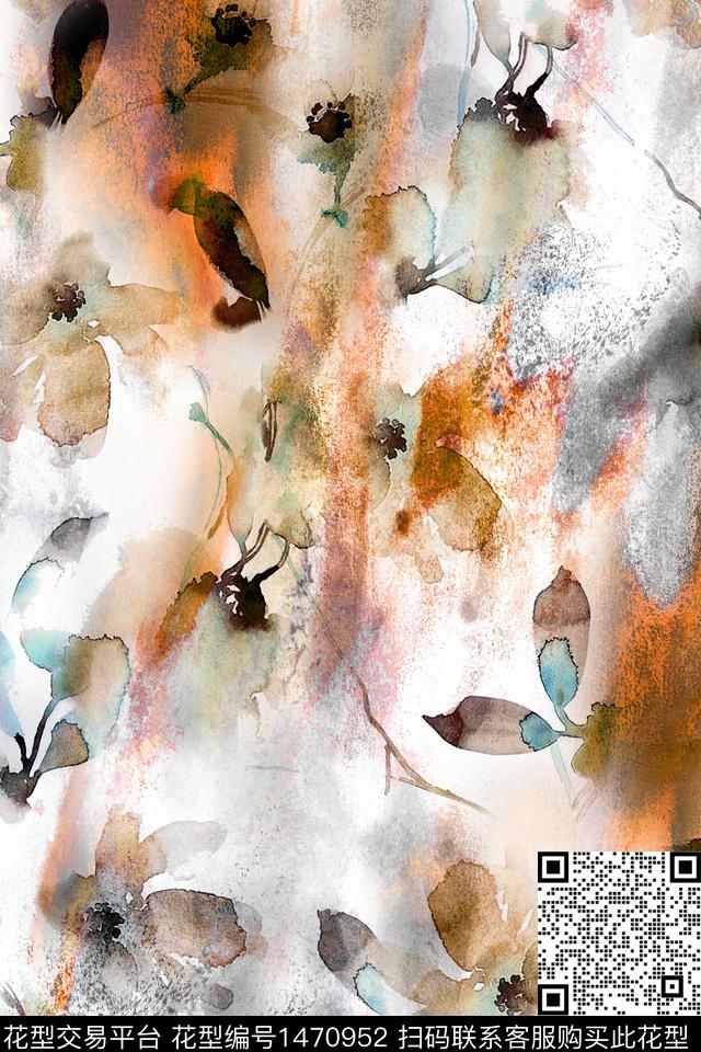 肌理抽象真丝数码印花华亿平台下载（图片编号: 1470952） - 瓦栏（Walan）