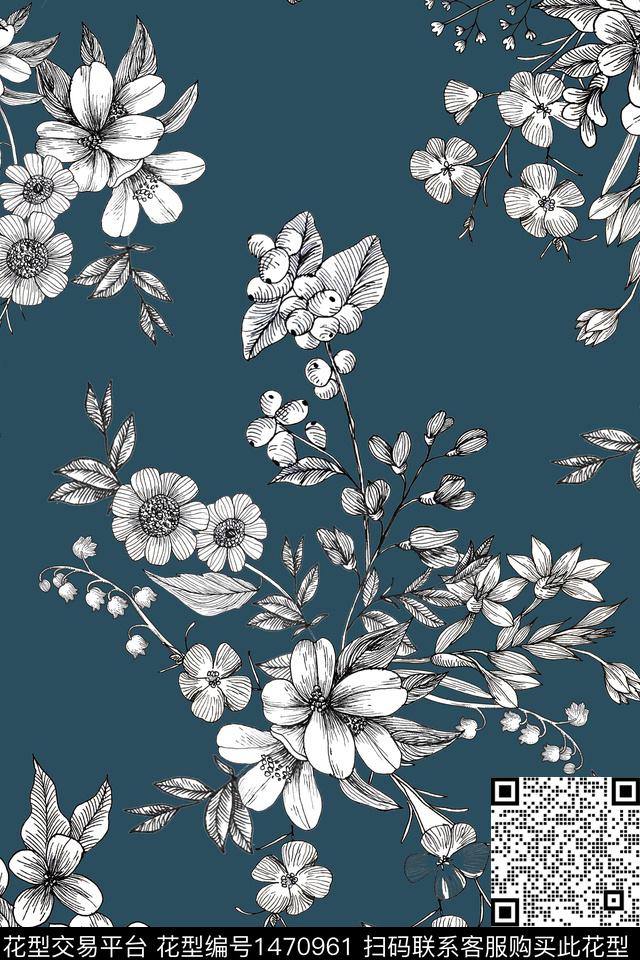 床品花卉传统华亿平台传统印花华亿平台下载（图片编号: 1470961） - 瓦栏（Walan）