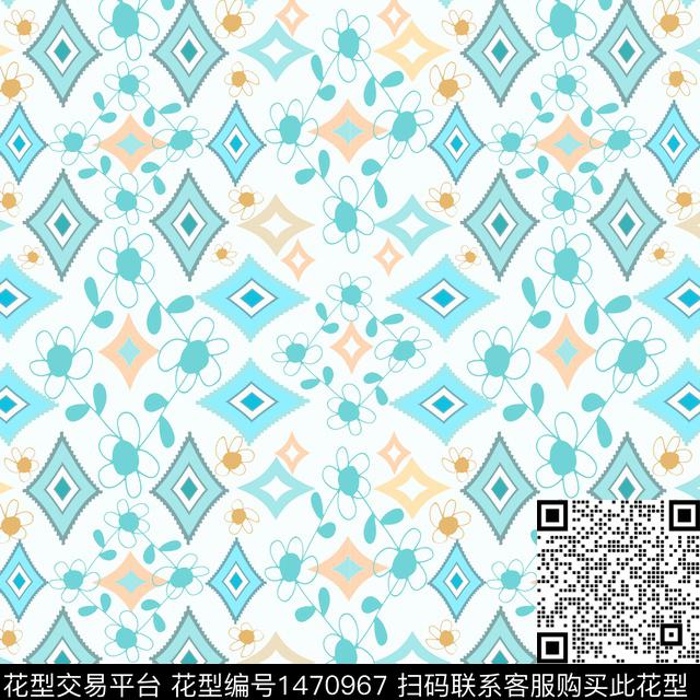 格子花卉小碎花传统印花华亿平台下载（图片编号: 1470967） - 瓦栏（Walan）