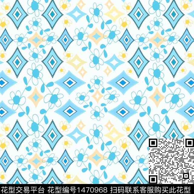 格子花卉小碎花传统印花华亿平台下载（图片编号: 1470968） - 瓦栏（Walan）