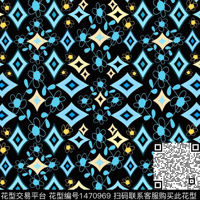 格子花卉小碎花传统印花华亿平台下载（图片编号: 1470969） - 瓦栏（Walan）