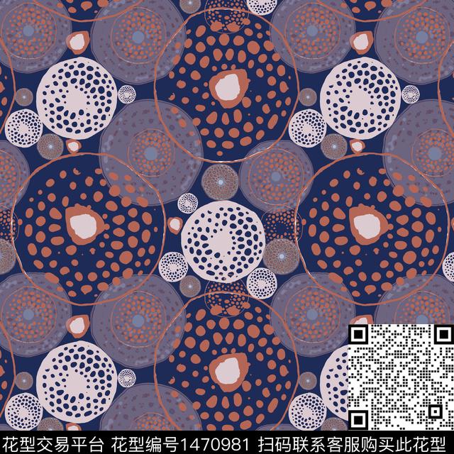 几何大牌风圆圈与波点传统印花华亿平台下载（图片编号: 1470981） - 瓦栏（Walan）