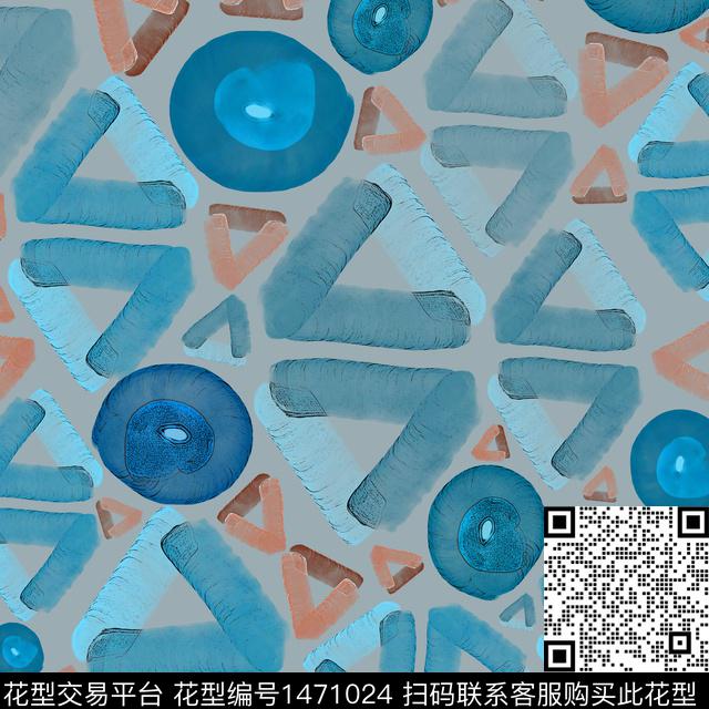 线条几何三角形数码印花华亿平台下载（图片编号: 1471024） - 瓦栏（Walan）