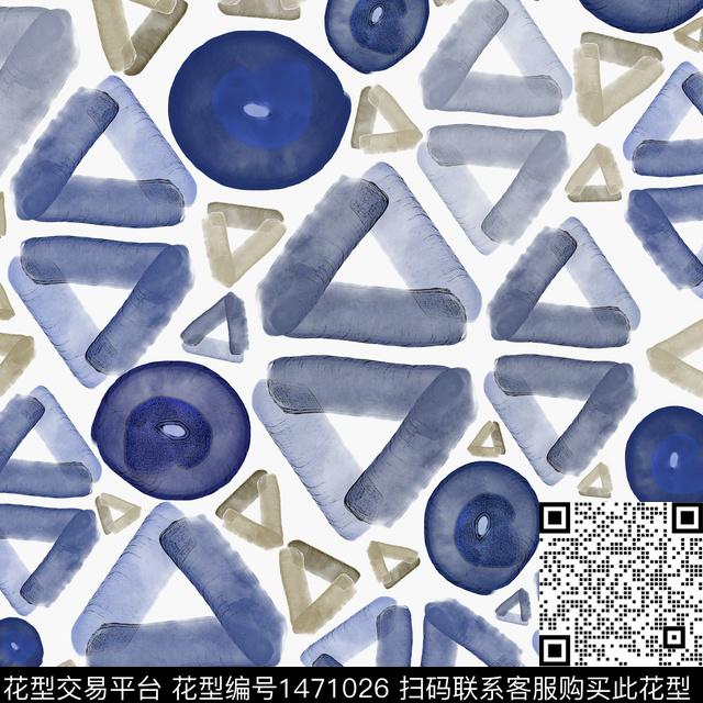 线条几何三角形数码印花华亿平台下载（图片编号: 1471026） - 瓦栏（Walan）