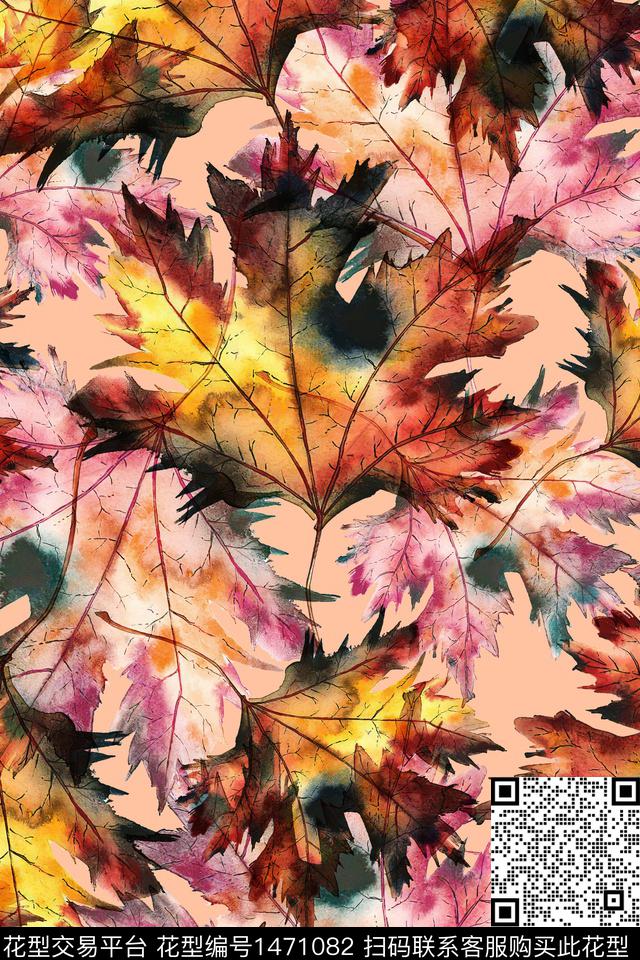 绿植树叶花卉大牌风数码印花华亿平台下载（图片编号: 1471082） - 瓦栏（Walan）