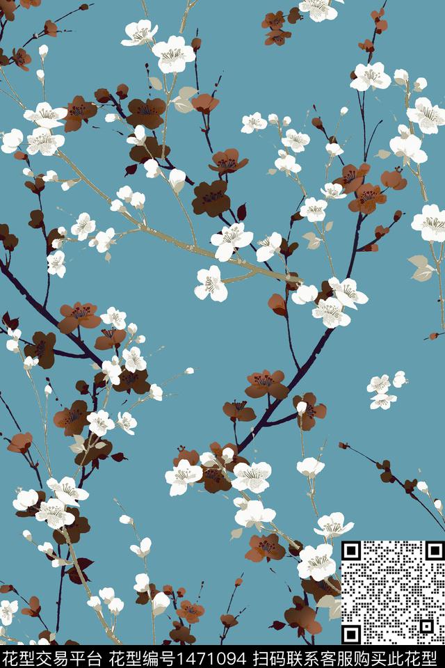 水彩绿植树叶年轻女性数码印花华亿平台下载（图片编号: 1471094） - 瓦栏（Walan）