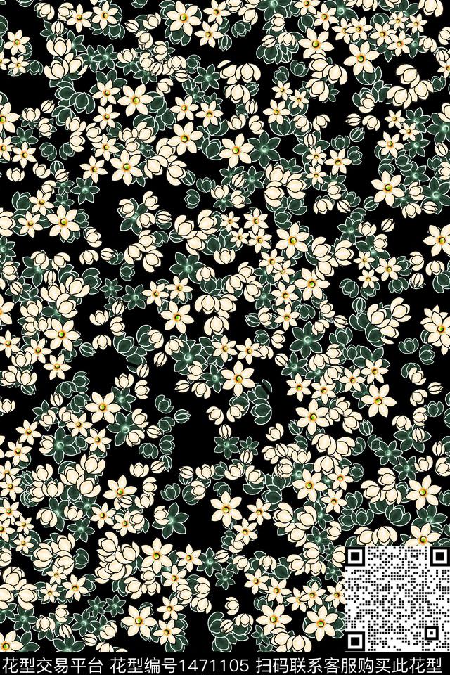 花卉大牌风小清新数码印花华亿平台下载（图片编号: 1471105） - 瓦栏（Walan）