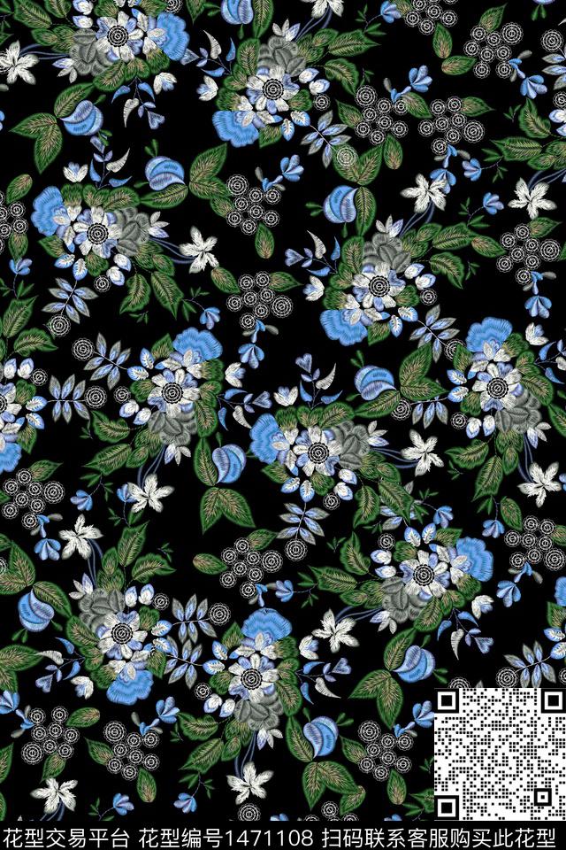 清爽底花卉花卉大牌风数码印花华亿平台下载（图片编号: 1471108） - 瓦栏（Walan）