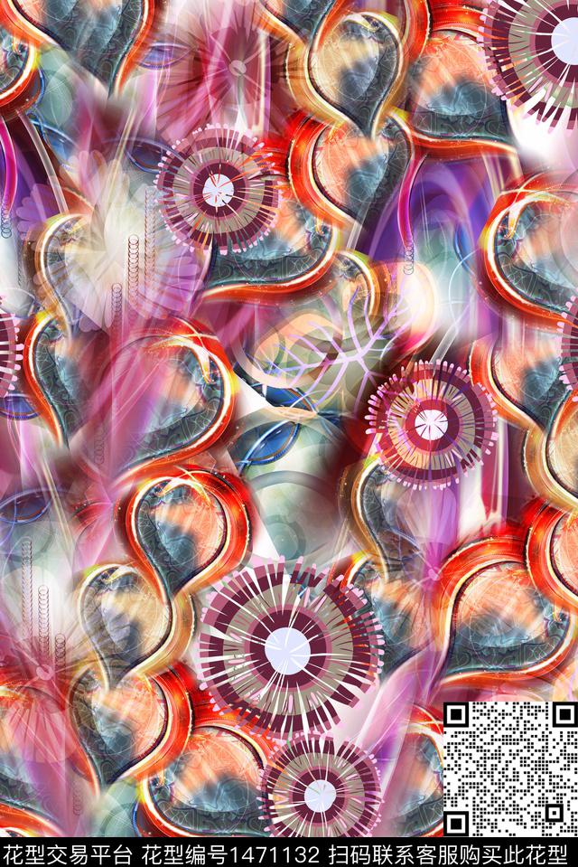 抽象休闲风分形艺术数码印花华亿平台下载（图片编号: 1471132） - 瓦栏（Walan）