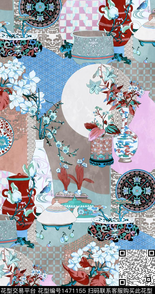 几何数码华亿平台圆形数码印花华亿平台下载（图片编号: 1471155） - 瓦栏（Walan）