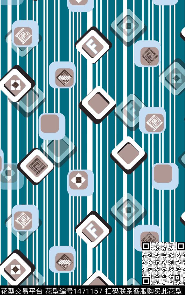 字母几何格子数码印花华亿平台下载（图片编号: 1471157） - 瓦栏（Walan）
