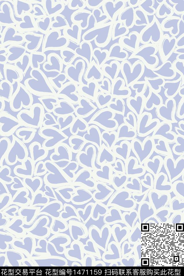 爱心简约卡通数码印花华亿平台下载（图片编号: 1471159） - 瓦栏（Walan）