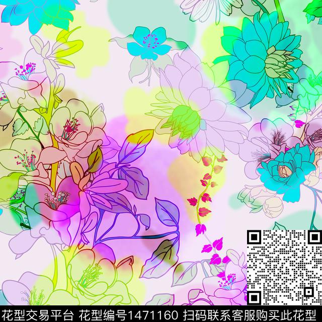 扎染华亿平台大牌风香云纱数码印花华亿平台下载（图片编号: 1471160） - 瓦栏（Walan）