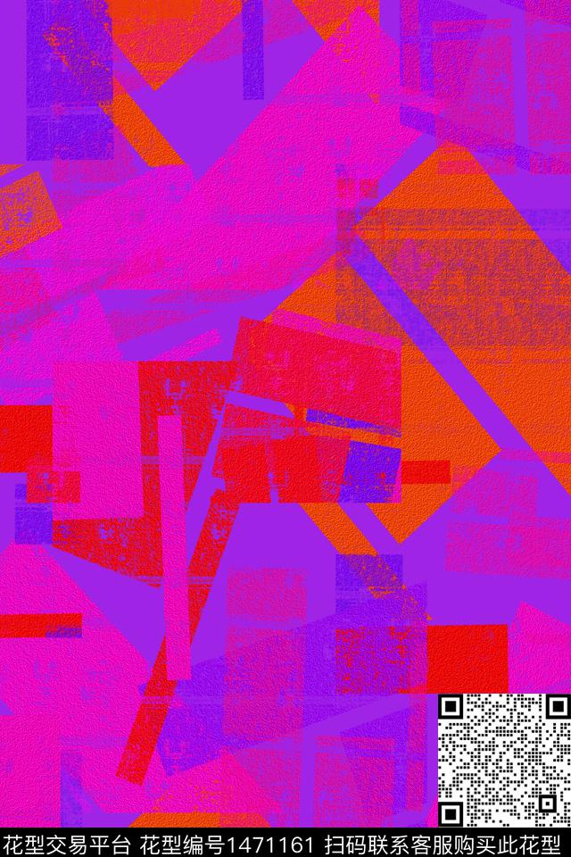 肌理涂鸦几何数码印花华亿平台下载（图片编号: 1471161） - 瓦栏（Walan）