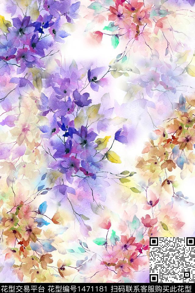 肌理水彩绿植树叶数码印花华亿平台下载（图片编号: 1471181） - 瓦栏（Walan）