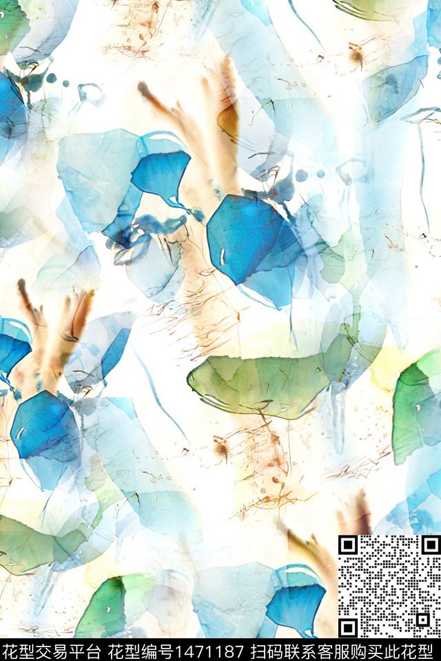 肌理抽象真丝数码印花华亿平台下载（图片编号: 1471187） - 瓦栏（Walan）