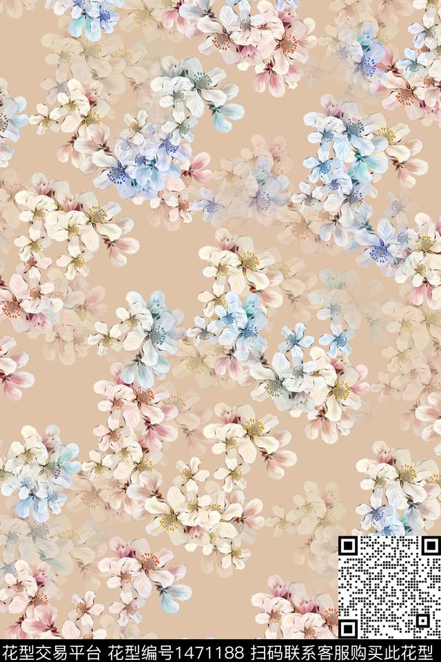 花卉真丝小碎花数码印花华亿平台下载（图片编号: 1471188） - 瓦栏（Walan）